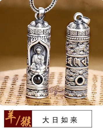 100% Pure Silver 3D Buddha Pendant, Eight Patron Saints - Cosmic Serenity Shop