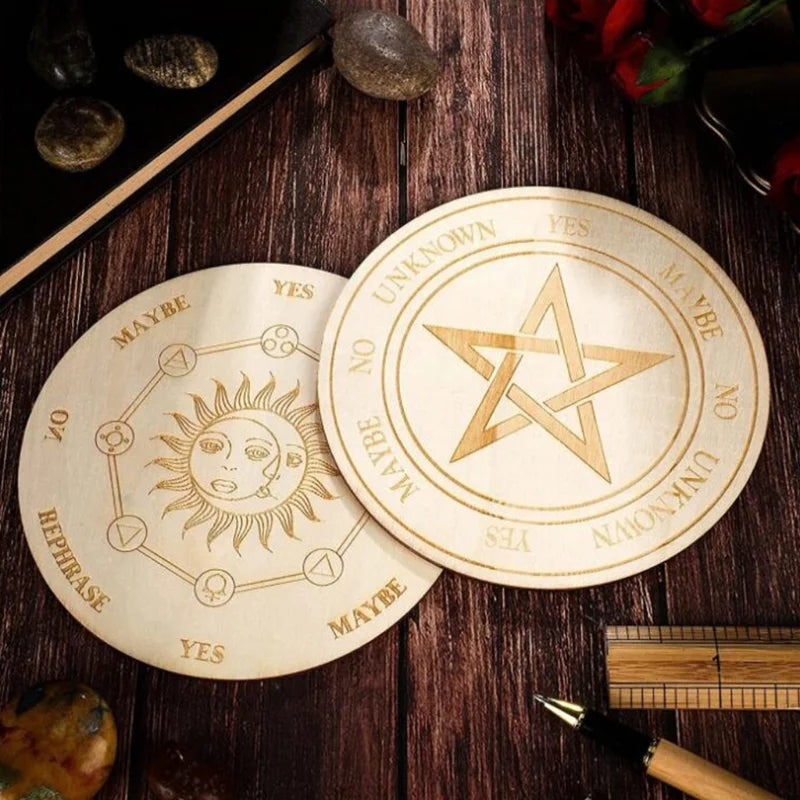 Wooden Divination Pendulum Board - Star Sun Moon - Cosmic Serenity Shop