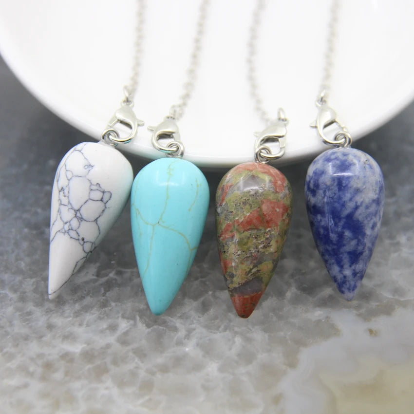 Natural Stone Healing Water Drop Pendulums