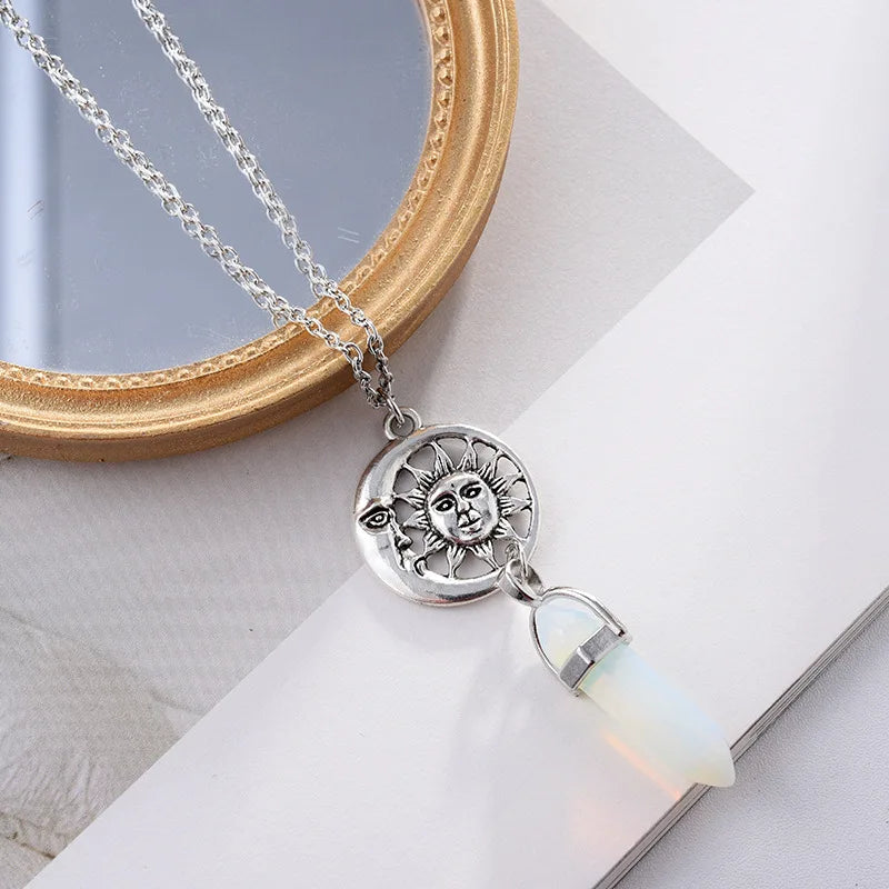 Hexagonal Stone Pendulum Pendant Necklaces - Cosmic Serenity Shop