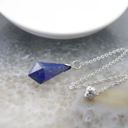 Natural Stone Healing Hexagon Quartz Lapis Pendulums - CosmicSerenityShop