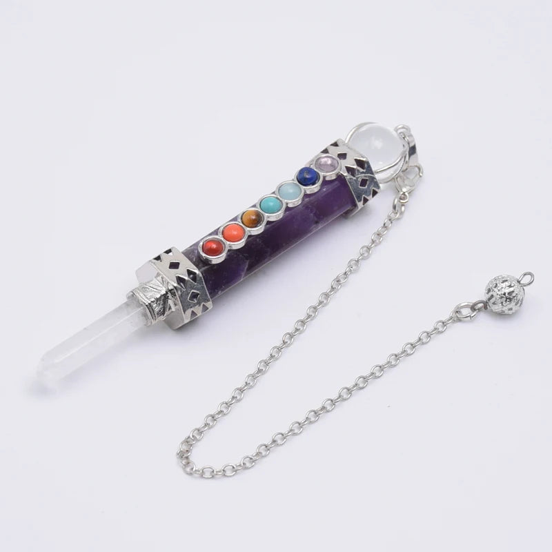 7 Chakra Natural Stone Pendulum - Cosmic Serenity Shop