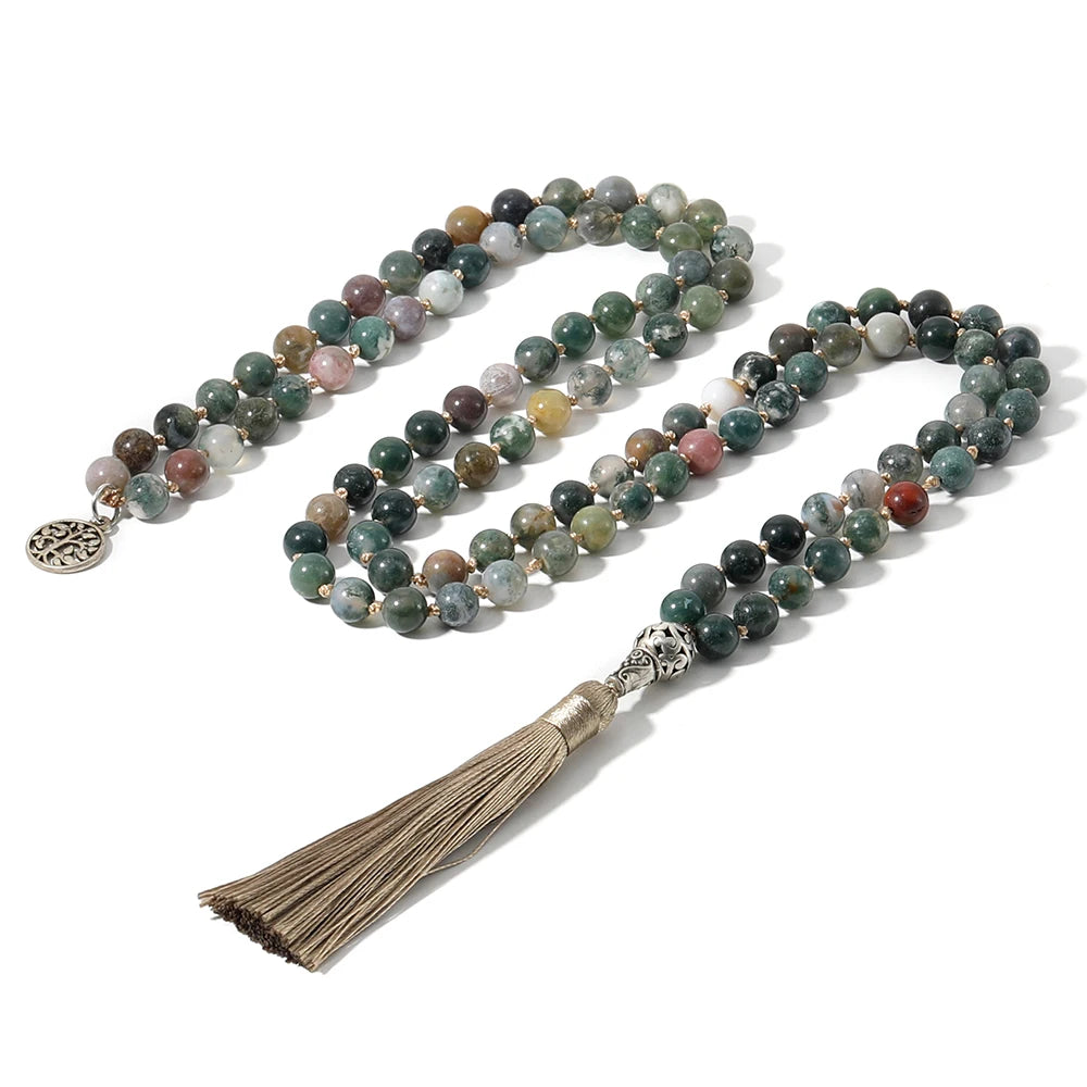 Natural Lave Onyx Handmade 108 Mala Bead Necklace and Bracelet Set - Cosmic Serenity Shop