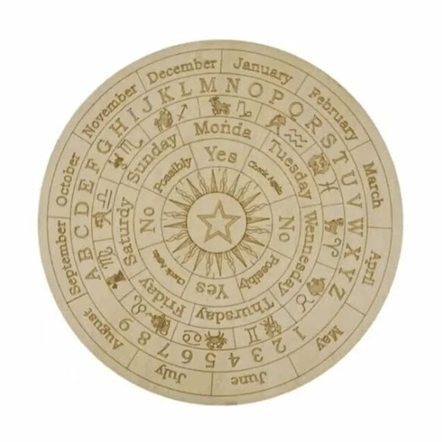 Wooden Divination Pendulum Board - Star Sun Moon - Cosmic Serenity Shop