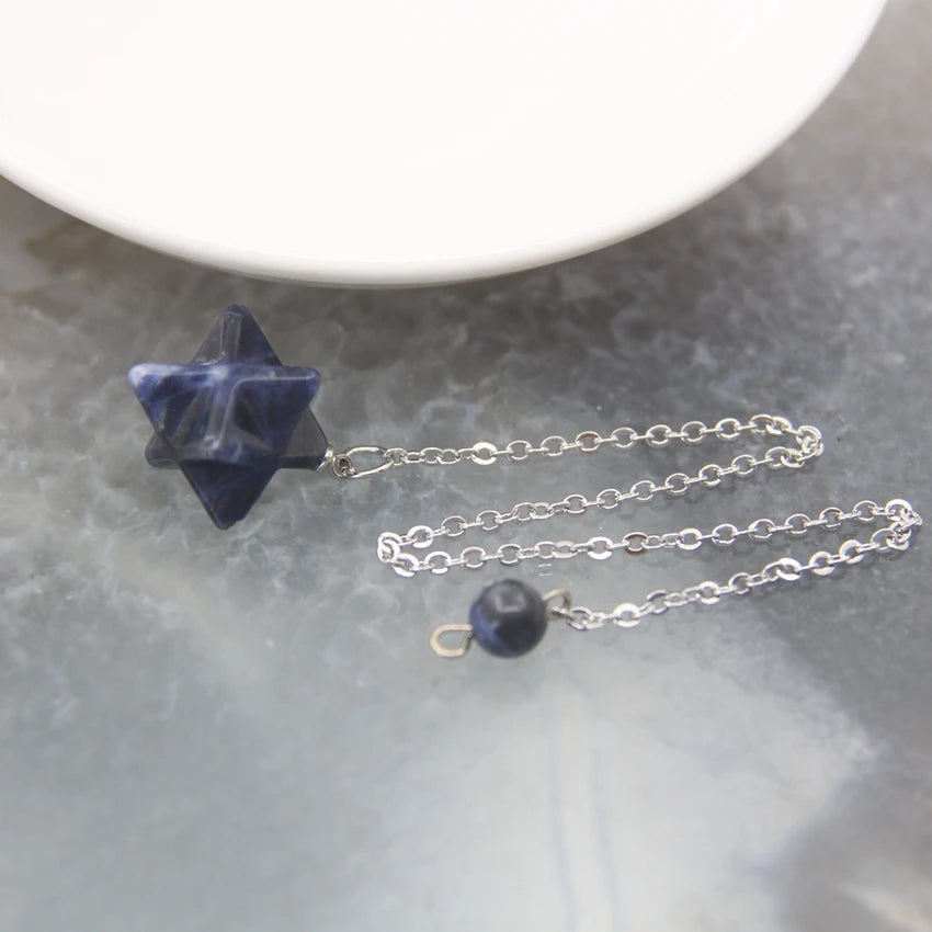 Natural Crystal Stone Merkaba Star Pendulums - Cosmic Serenity Shop