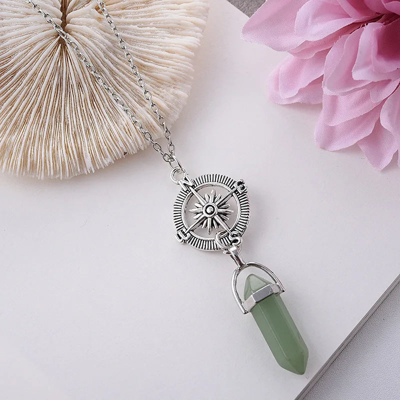 Hexagonal Stone Pendulum Pendant Necklaces - Cosmic Serenity Shop