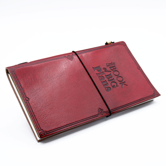 Handmade Leather Journal, Little Book of Big Plans, Red