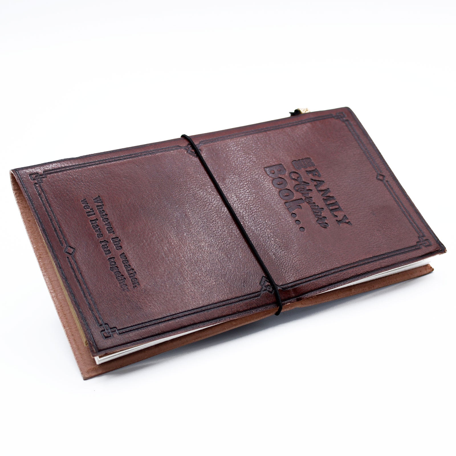 Handmade Leather Journal, Our Family Adventure Book, Brown