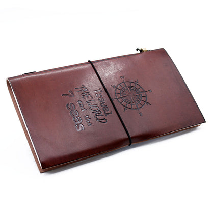 Handmade Leather Journal, Travel the World, Brown