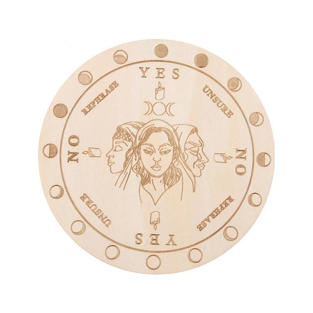 Wooden Divination Pendulum Board - Star Sun Moon - Cosmic Serenity Shop