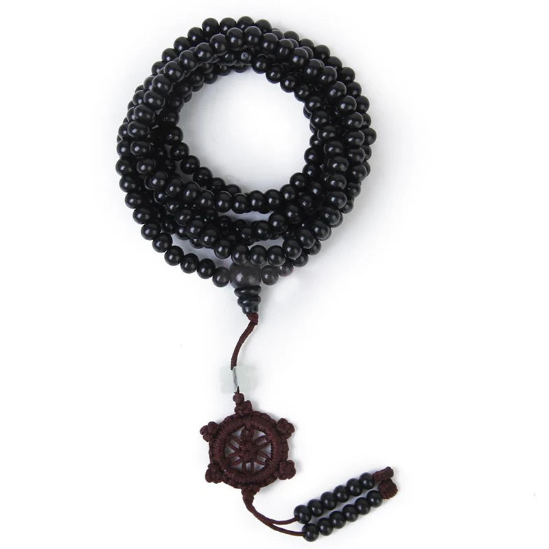 Black Sandalwood Tibetan Buddhist Prayer Beads Mala - Cosmic Serenity Shop