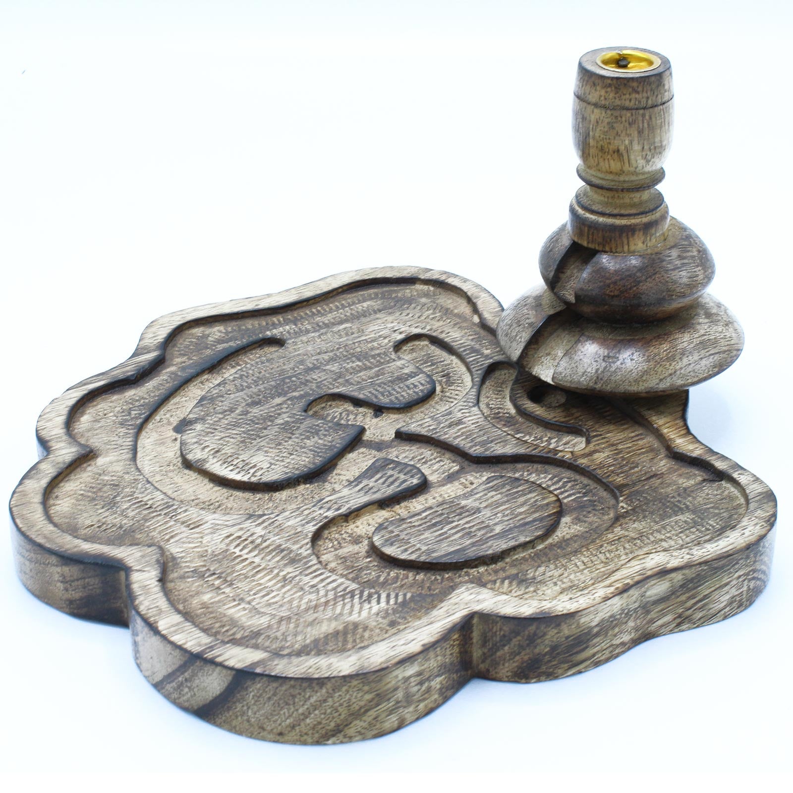 Mango Wood Backflow Incense Burner - Ohm - Cosmic Serenity Shop