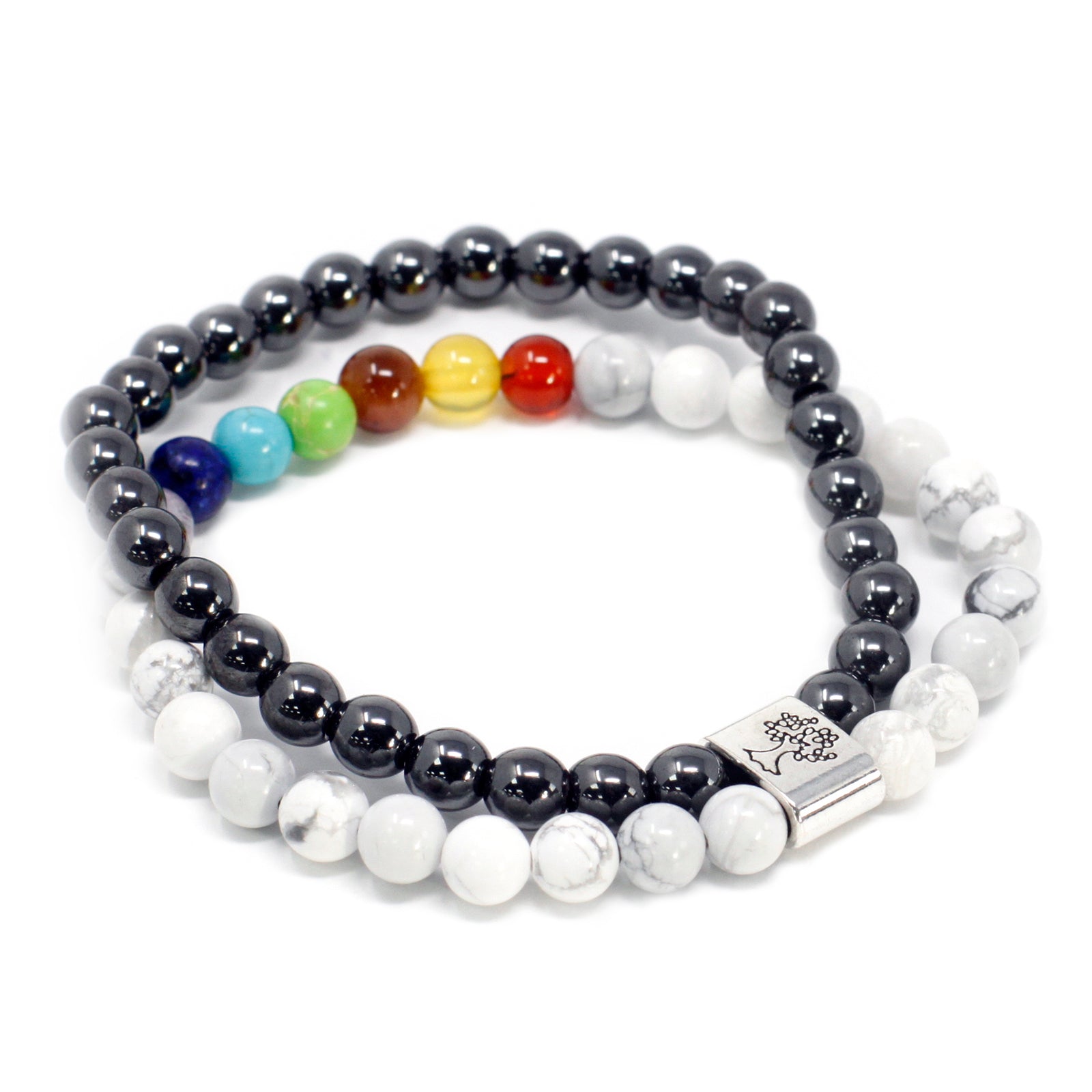 Magnetic Gemstone Bracelet -White Howlite Chakra - Cosmic Serenity Shop