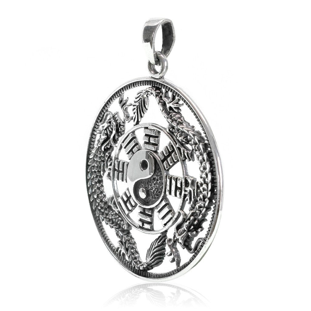 925 Sterling Silver Yin Yang with Dragon Pendant - CosmicSerenityShop.com