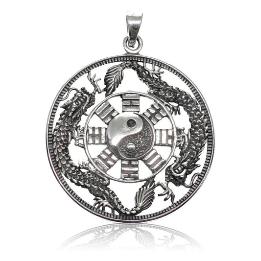 925 Sterling Silver Yin Yang with Dragon Pendant - CosmicSerenityShop.com