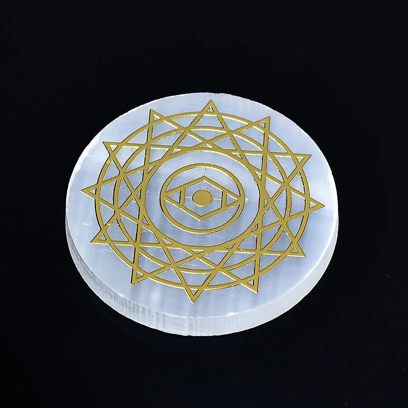 Natural Selenite Round Healing Crystal Charging Plate - Cosmic Serenity Shop