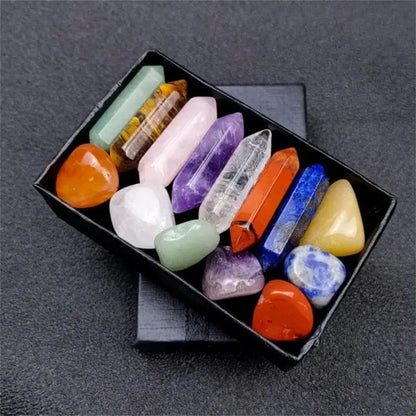 14pcs Healing Stones, Crystals, and Gems Gift Box Set