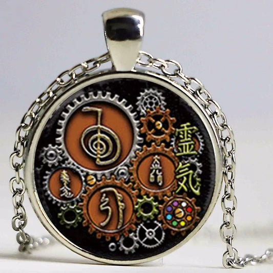 Reiki Symbols Steampunk Design Pendant Necklace and Assorted Other - Cosmic Serenity Shop