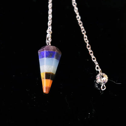 7 Chakra Healing Crystal Hexagonal Pointed Pendulum