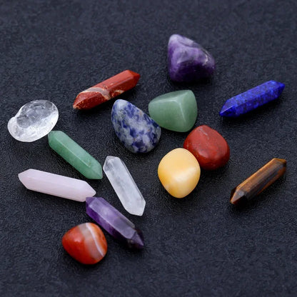 14pcs Pointed Quartz Crystal Healing Stones Gift Box Set