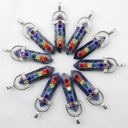 Bulk 24 pcs 7 Chakra Natural Stone Pendant Pendulum - Cosmic Serenity Shop