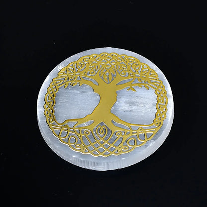 Natural Selenite Round Healing Crystal Charging Plate - Cosmic Serenity Shop