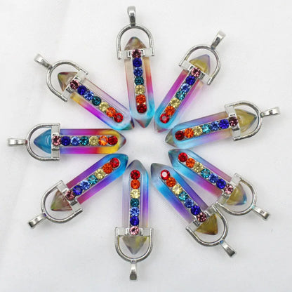 Bulk 24 pcs 7 Chakra Natural Stone Pendant Pendulum - Cosmic Serenity Shop