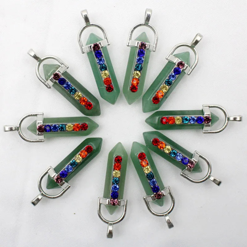 Bulk 24 pcs 7 Chakra Natural Stone Pendant Pendulum - Cosmic Serenity Shop