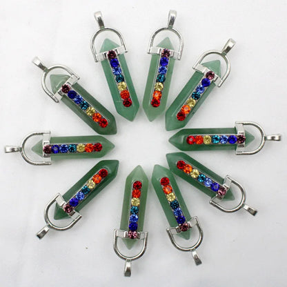 Bulk 24 pcs 7 Chakra Natural Stone Pendant Pendulum - Cosmic Serenity Shop