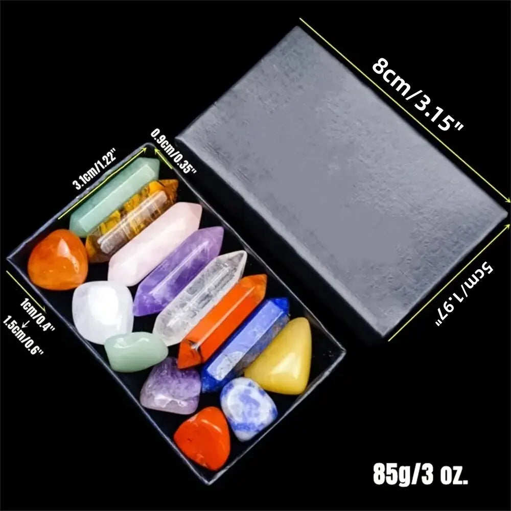 14pcs Healing Stones, Crystals, and Gems Gift Box Set