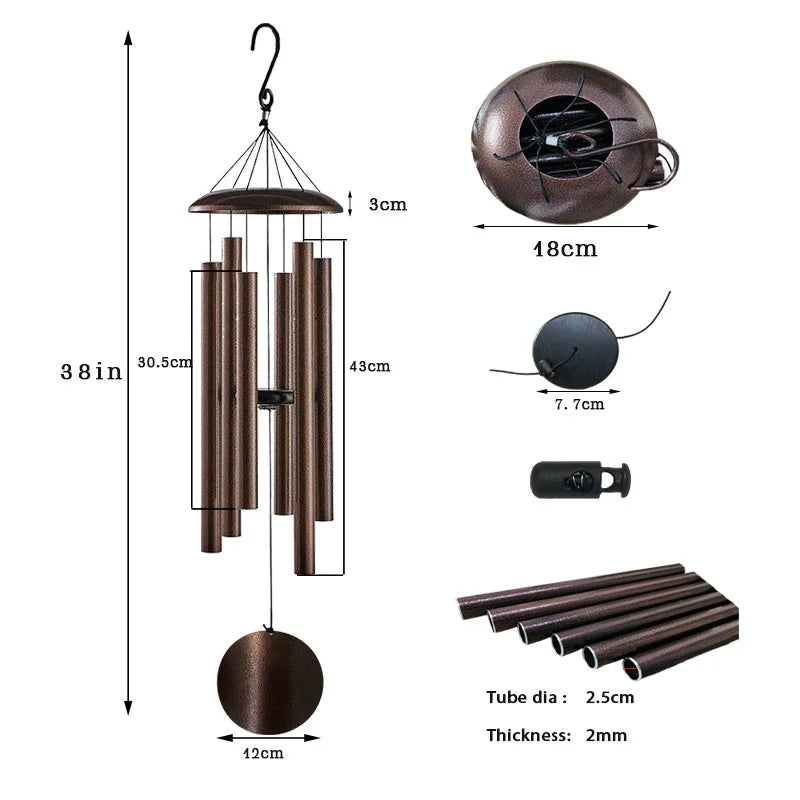 38 Inch Outdoor Aluminum Wind Chimes