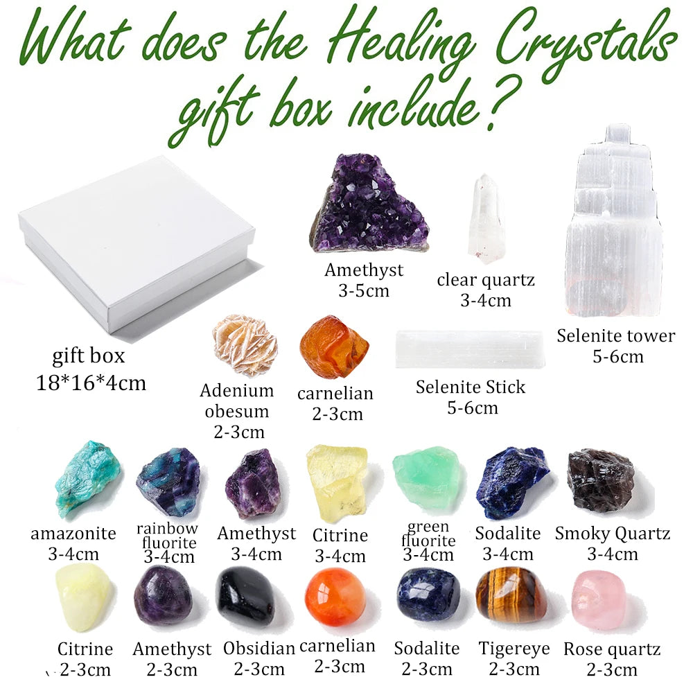 Natural Crystal Gift Box Set - 20pc  - Cosmic Serenity Shop