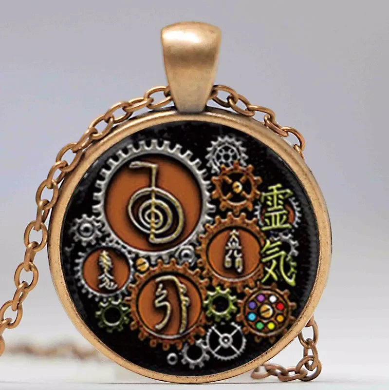 Reiki Symbols Steampunk Design Pendant Necklace and Assorted Other - Cosmic Serenity Shop