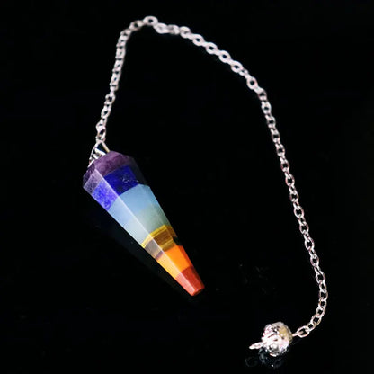 7 Chakra Healing Crystal Hexagonal Pointed Pendulum