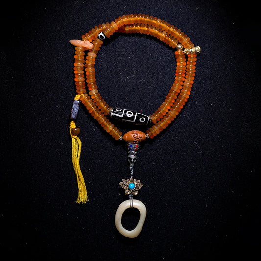 1. Natural Shofar 108 Buddha Blood Beads Mala Bracelet  - Cosmic Serenity Shop