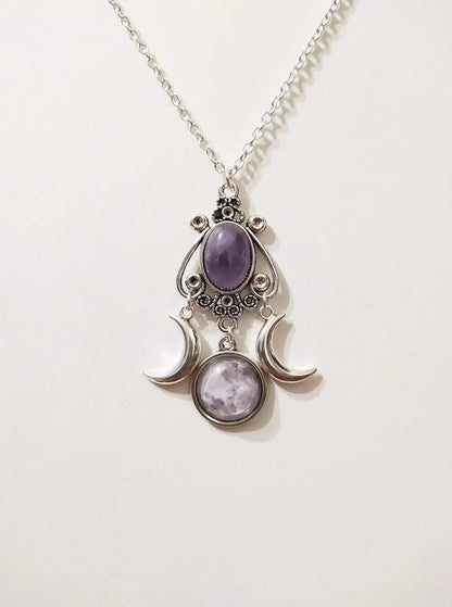 Triple Moon Pendant Necklace - CosmicSerenityShop