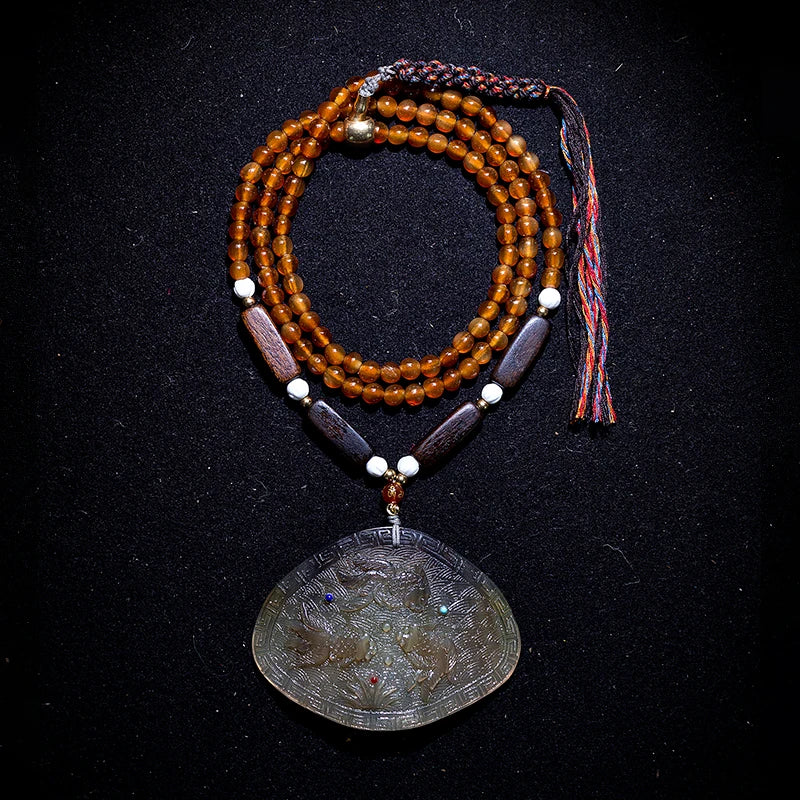 2. Natural Shofar 108 Buddha Blood Beads Mala Bracelet - Cosmic Serenity Shop