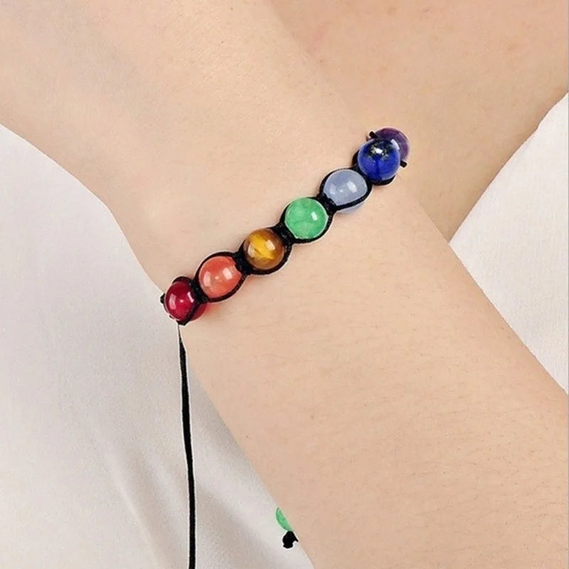 7 Chakra Natural Healing Stones Adjustable Bracelet