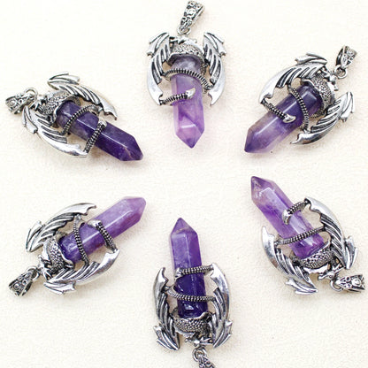 Bulk 10 pcs Natural Gemstone Crystal DRAGON Pendant - Unisex