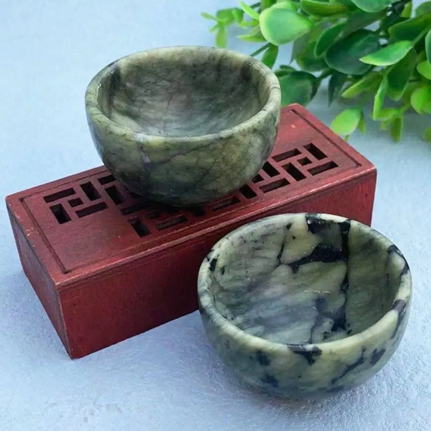 Natural Stone Jade Decorative Bowl - CosmicSerenityShop