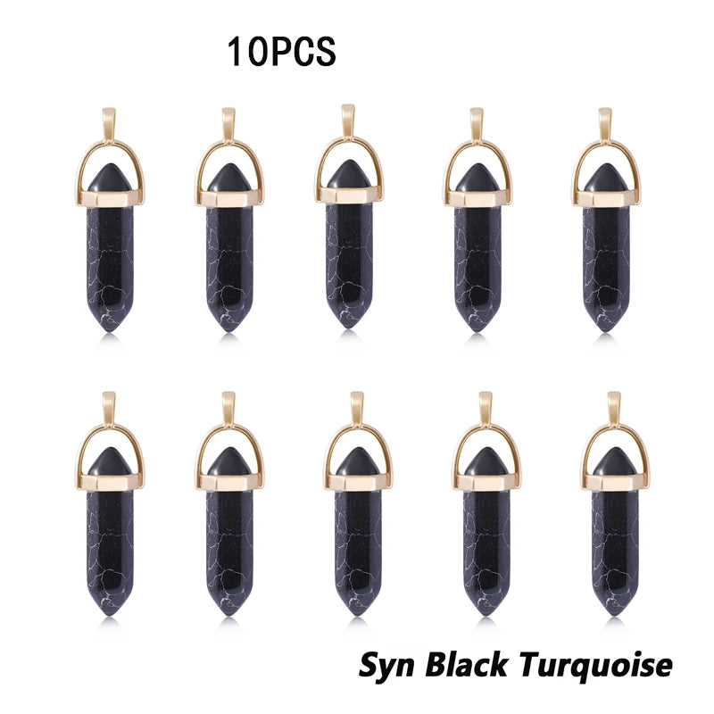 BULK 10pcs Hexagonal Quartz Crystal Pendulum Pendants - Cosmic Serenity Shop