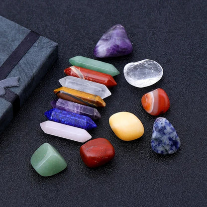 14pcs Pointed Quartz Crystal Healing Stones Gift Box Set