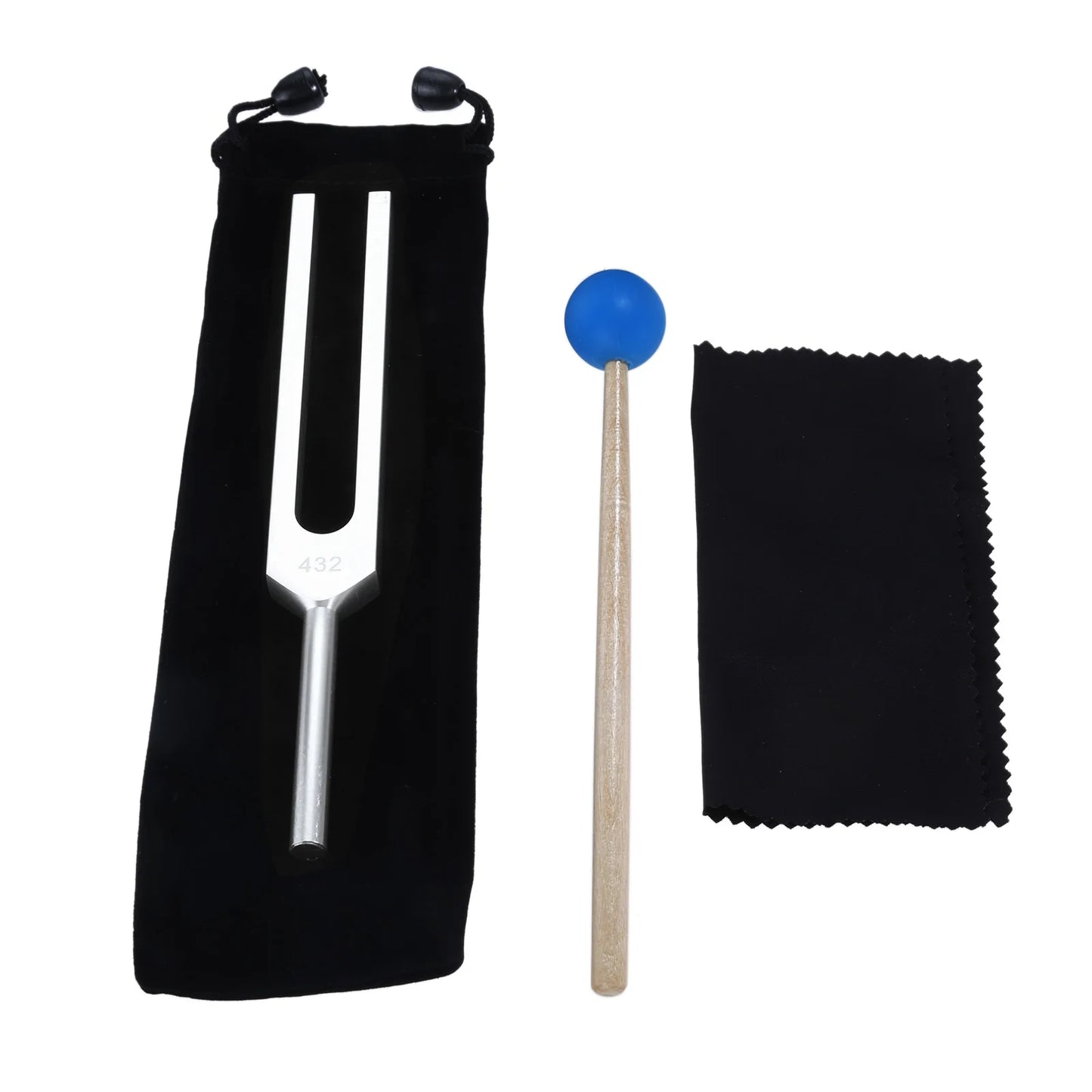 432 Hz Tuning Fork with Silicone Hammer, Bag, Cleaning Cloth - Cosmic Serenity Shop