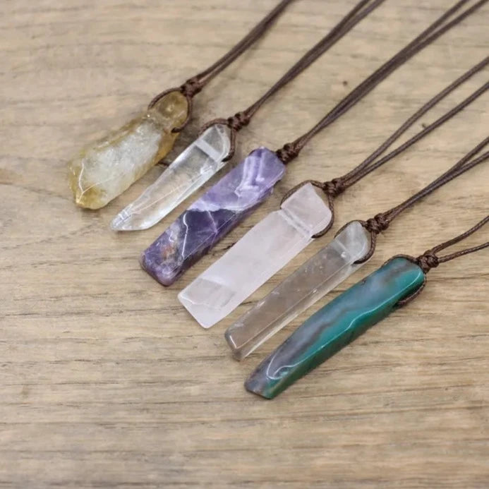 Healing Crystal Natural Stone Pendants Necklace -  Cosmic Serenity Shop