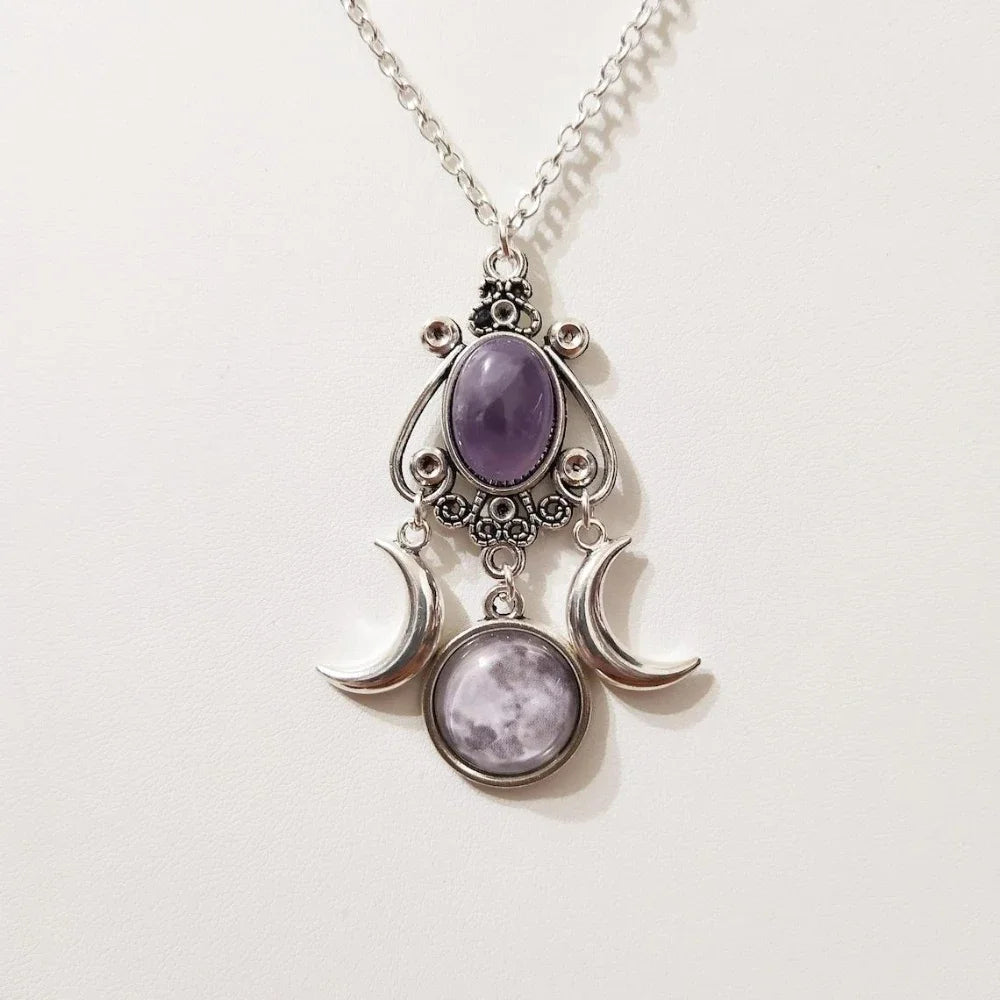 Triple Moon Pendant Necklace - CosmicSerenityShop