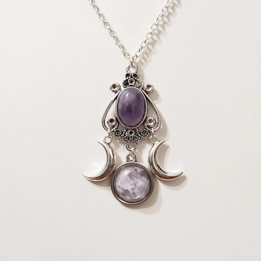 Triple Moon Pendant Necklace - CosmicSerenityShop