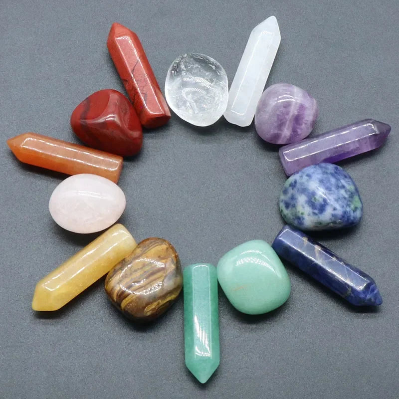 14pcs Pointed Quartz Crystal Healing Stones Gift Box Set