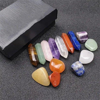 14pcs Healing Stones, Crystals, and Gems Gift Box Set
