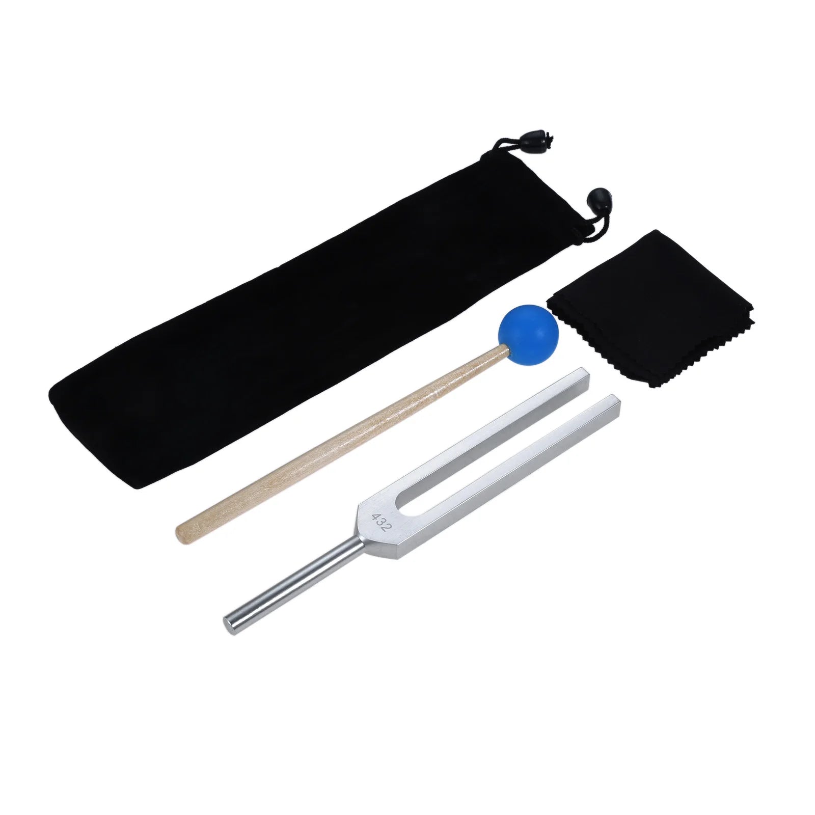 432 Hz Tuning Fork with Silicone Hammer, Bag, Cleaning Cloth - Cosmic Serenity Shop