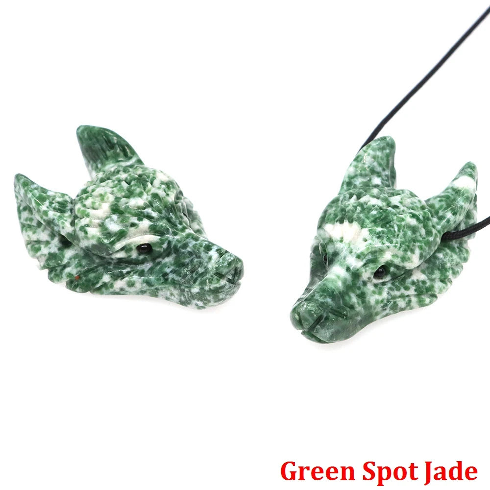 1.5" Wolf Head Natural Stone Pendants (1-5-10 lots) - Cosmic Serenity Shop